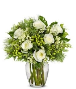 Snow White Christmas Rose Bouquet - Deluxe