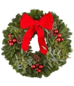 Merry And Bright Fresh Christmas Wreath