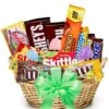 Chocolate Candy Gift Basket - Green Bow