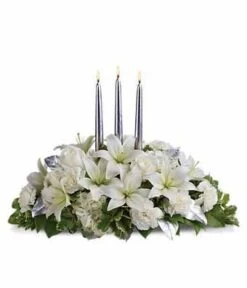 Silver White Lily Centerpiece