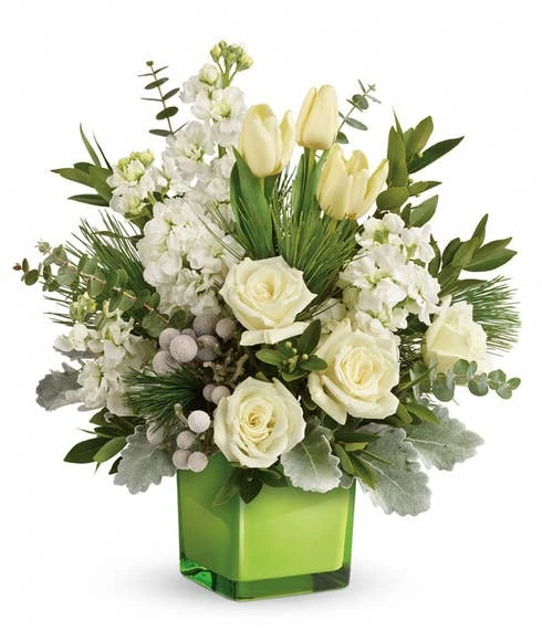 Evergreen White Flower Bouquet 1 Evergreen White Flower Bouquet